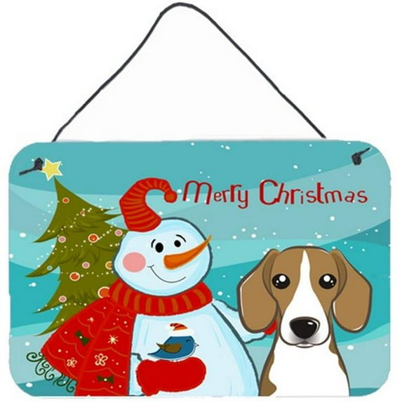 Carolines Treasures BB1859DS812 Snowman With Beagle Wall and Door Hanging Prints