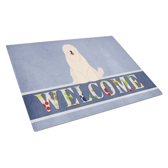 Caroline's Treasures South Russian Sheepdog Welcome Glass Cutting Board Large