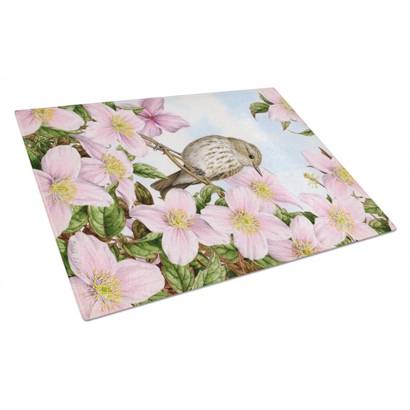 Caroline's Treasures Spotted Flycatcher Glass Cutting Board Large