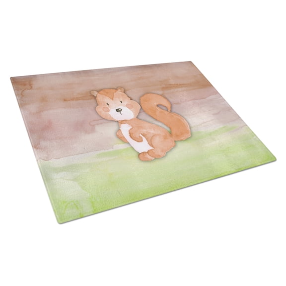 Caroline's Treasures Squirrel Watercolor Glass Cutting Board Large