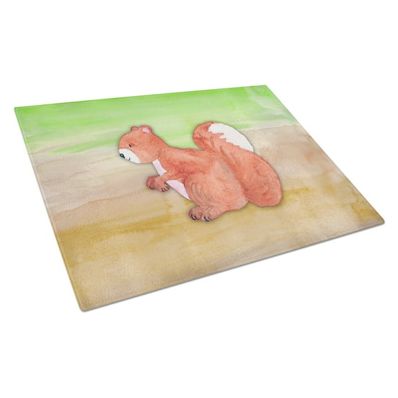 Caroline's Treasures Squirrel Watercolor Glass Cutting Board Large