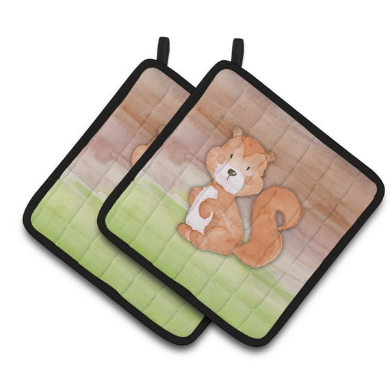 Caroline's Treasures Squirrel Watercolor Pair of Pot Holders