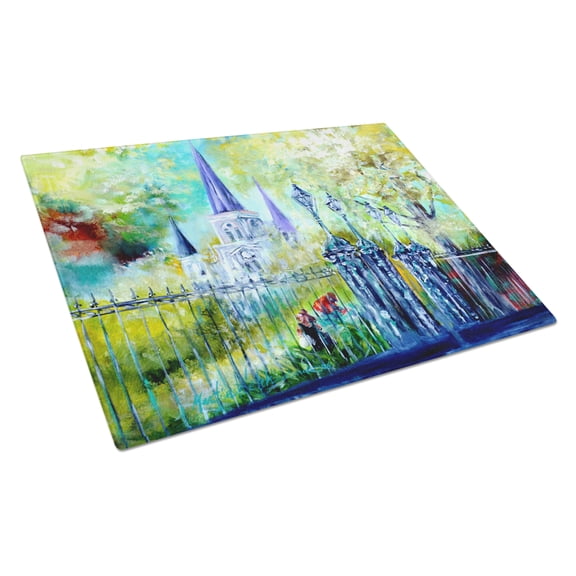 Caroline's Treasures St Louis Cathedrial Across the Square Glass Cutting Board Large