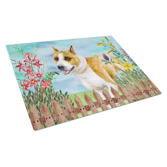 Caroline's Treasures Staffordshire Spring Glass Cutting Board Large