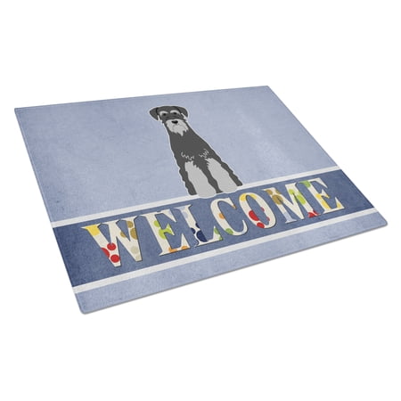 Caroline's Treasures Standard Schnauzer Black Grey Welcome Glass Cutting Board Large