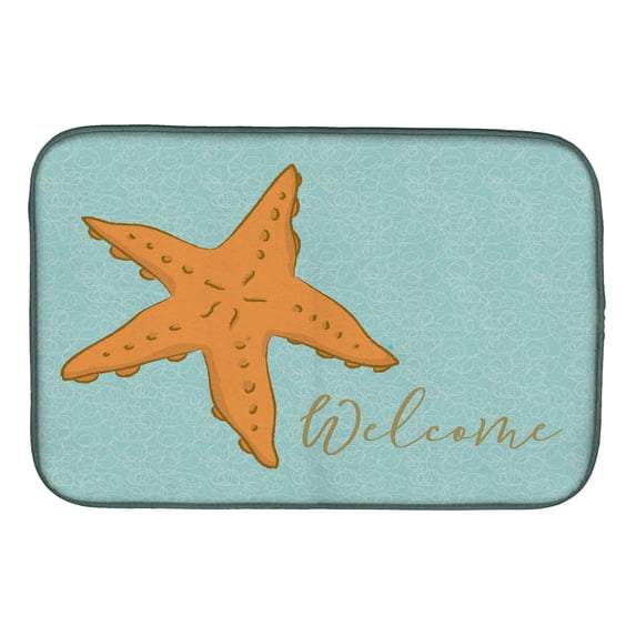 Caroline's Treasures Starfish Welcome Dish Drying Mat