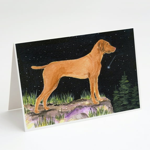 Starry Night Vizsla Greeting Cards and Envelopes Pack of 8