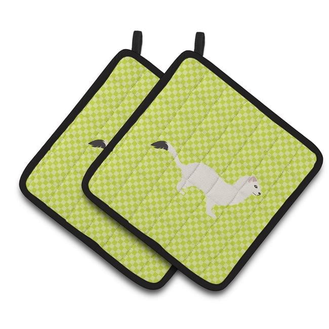 Caroline's Treasures Stoat Short-tailed Weasel Green Pair of Pot Holders