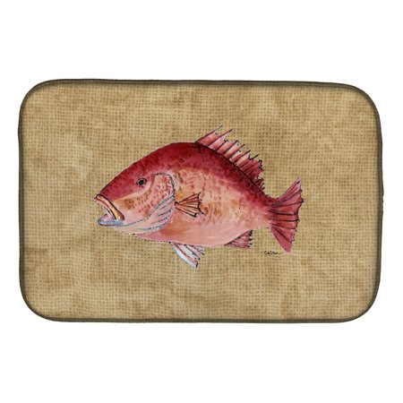 Caroline's Treasures Strawberry Snapper Dish Drying Mat