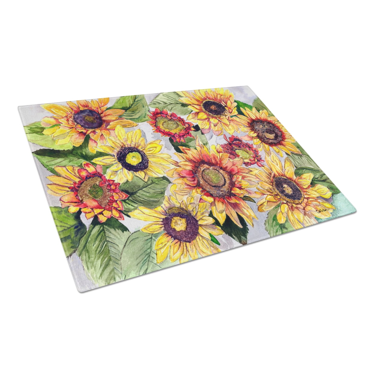 Caroline's Treasures Sunflowers Glass Cutting Board Large