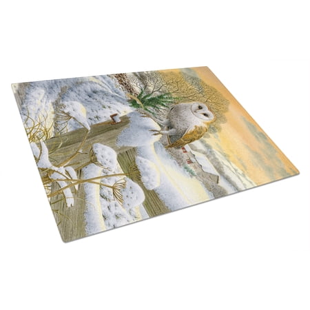 Caroline's Treasures Sunset Barn Owl Glass Cutting Board Large