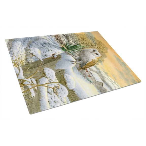 Caroline's Treasures Sunset Barn Owl Glass Cutting Board Large