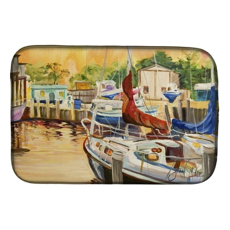 Caroline's Treasures Sunset Bay Sailboat Dish Drying Mat