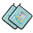 thumbnail image 1 of Caroline's Treasures Surfin Shark on Stripes Pair of Pot Holders, 1 of 2