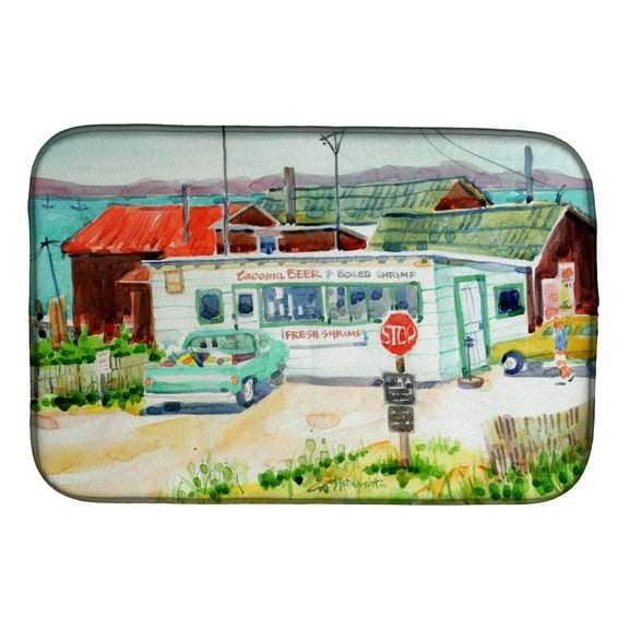 Caroline's Treasures Tacoma Beer and Boiled Shrimp Market Dish Drying Mat