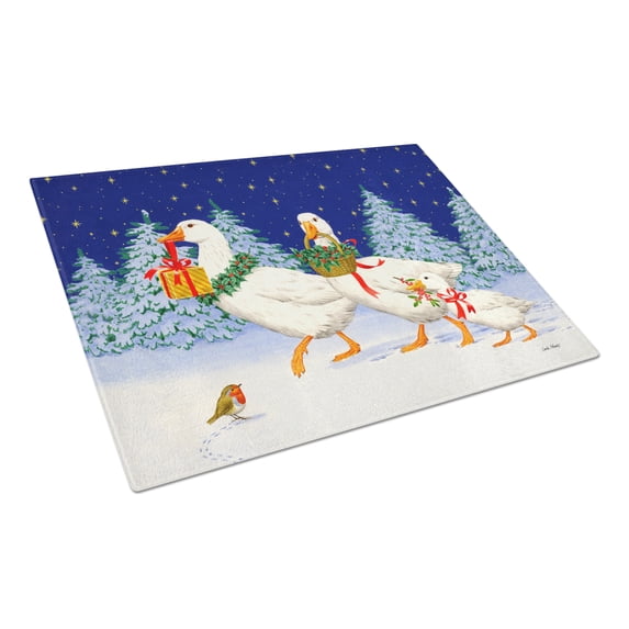 Caroline's Treasures Three Geese & Gifts Glass Cutting Board Large