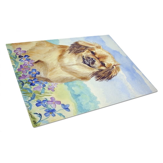 Tibetan Spaniel Glass Cutting Board Large