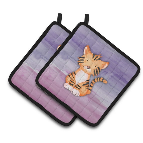 Caroline's Treasures Tiger Cub Watercolor Pair of Pot Holders
