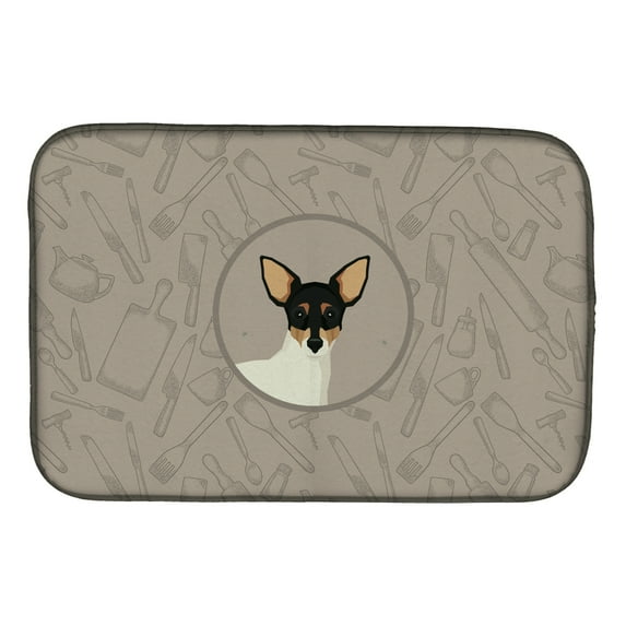 Caroline's Treasures Toy Fox Terrier In the Kitchen Dish Drying Mat