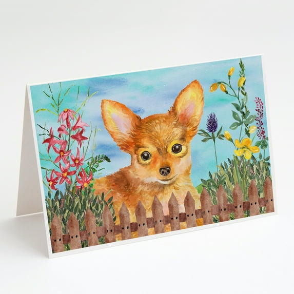 Toy Terrier Spring Greeting Cards and Envelopes Pack of 8
