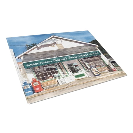 Caroline's Treasures Trapani's Eatery Glass Cutting Board Large