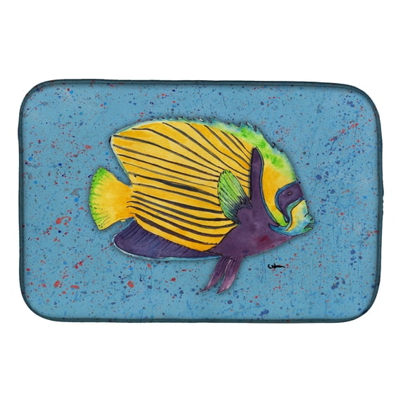 Caroline's Treasures Tropical Fish on Blue Dish Drying Mat