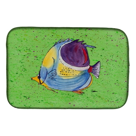 Caroline's Treasures Tropical Fish on Green Dish Drying Mat