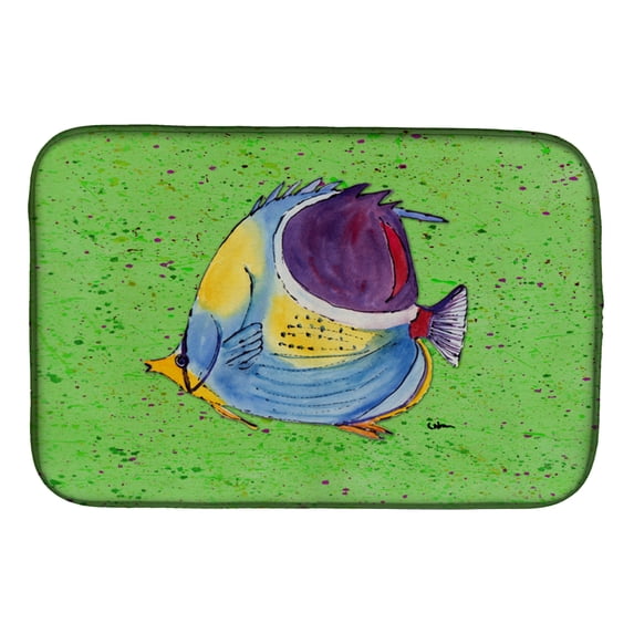 Caroline's Treasures Tropical Fish on Green Dish Drying Mat