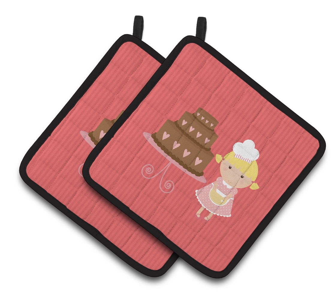 Caroline's Treasures Valentine's Cake Baker Blonde Pair of Pot Holders