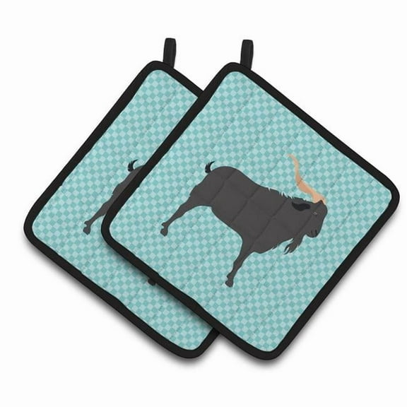 Caroline's Treasures Verata Goat Blue Check Pair of Pot Holders