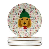 Caroline's Treasures WDK1452RCS4-PARENT Merry Christmas Large Sandstone Coasters Pack of 4, , multicolor