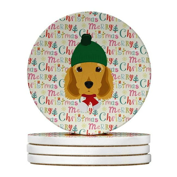 Caroline's Treasures WDK1452RCS4-PARENT Merry Christmas Large Sandstone Coasters Pack of 4, , multicolor