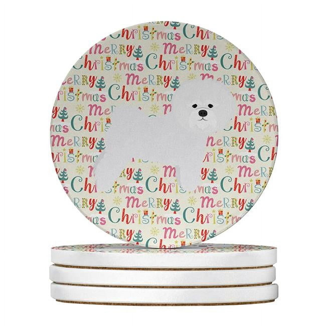 Caroline's Treasures WDK1778RCS4-PARENT Merry Christmas Large Sandstone Coasters Pack of 4, , multicolor