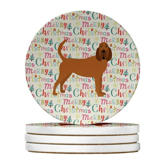 Bloodhound Merry Christmas Large Sandstone Coasters Pack of 4 4 in x 4 in
