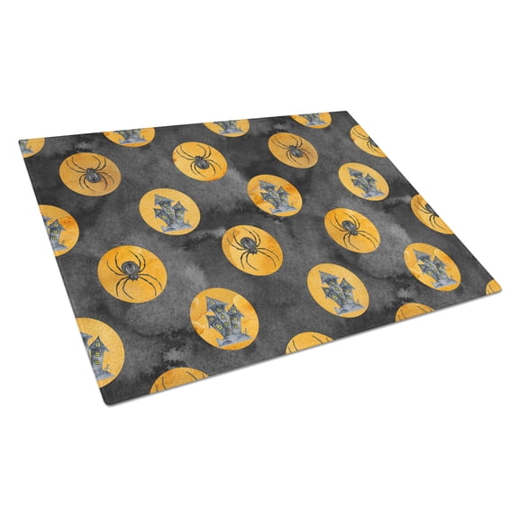 Watecolor Halloween Circles Glass Cutting Board Large