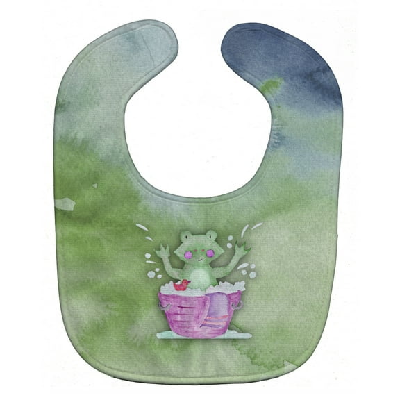 Caroline's Treasures Watercolor Baby Bib, Frog in Bath Tub