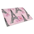 thumbnail image 1 of Caroline's Treasures Watercolor Pink Flowers and Eiffel Tower Glass Cutting Board Large, 1 of 2