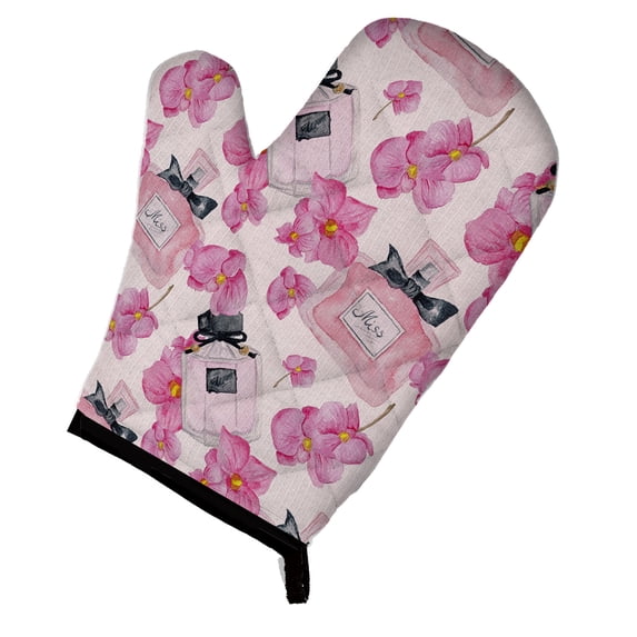 Caroline's Treasures Watercolor Pink Flowers and Perfume Oven Mitt