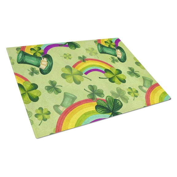 Caroline's Treasures Watercolor St Patrick's Day Lucky Leprechan Glass Cutting Board Large