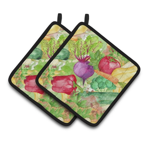 Caroline's Treasures Watercolor Vegetables Farm to Table Pair of Pot Holders