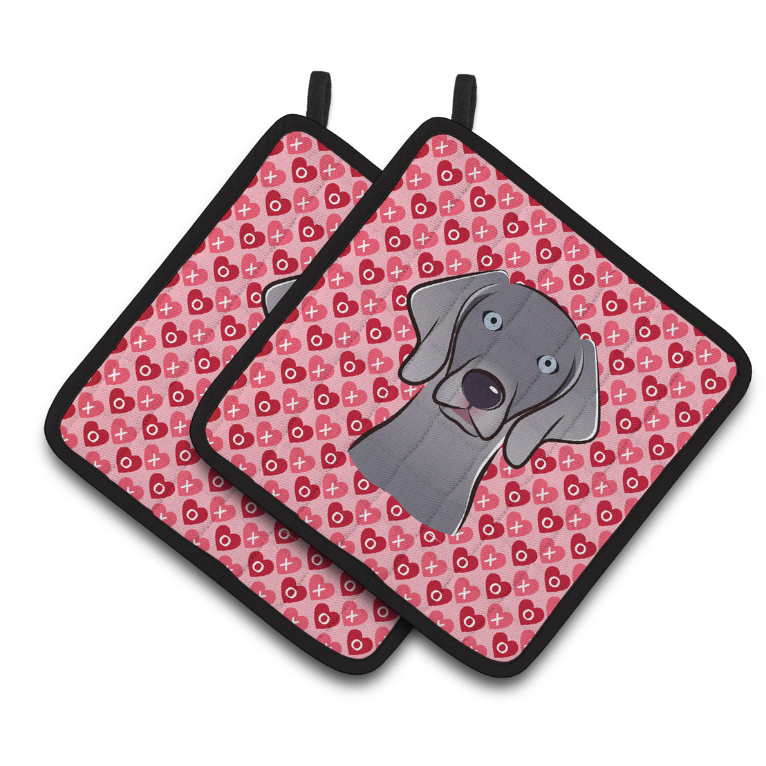 Caroline's Treasures Weimaraner Hearts Pair of Pot Holders