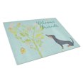 thumbnail image 1 of Caroline's Treasures Welcome Friends Black Tan Dachshund Glass Cutting Board Large, 1 of 2