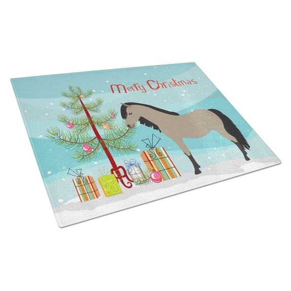 Caroline's Treasures Welsh Pony Horse Christmas Glass Cutting Board Large