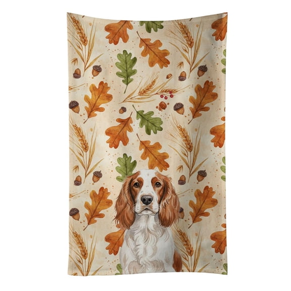 Caroline's Treasures Welsh Springer Spaniel Heirloom Fall Kitchen Towel Velour Plush Front and Cotton Loop Back Machine Washable