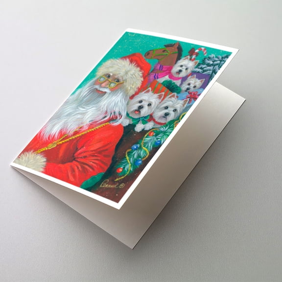 Westie Christmas Santa's Westies Greeting Cards and Envelopes Pack of 8