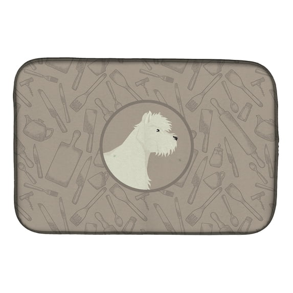 Westie In the Kitchen Dish Drying Mat