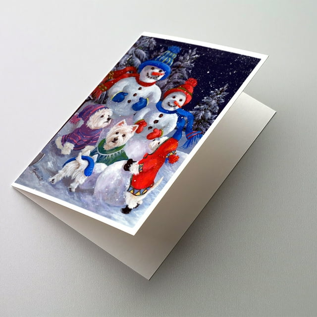 Caroline's Treasures Westie Snowpeople Greeting Cards with Envelopes, 5" x 7" (8 Count)