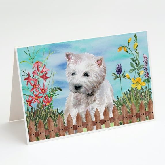 Westie Spring Greeting Cards and Envelopes Pack of 8
