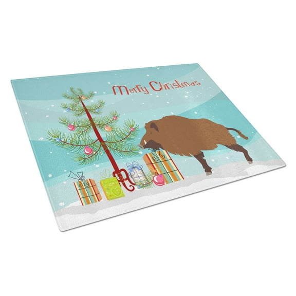 Caroline's Treasures Wild Boar Pig Christmas Glass Cutting Board Large