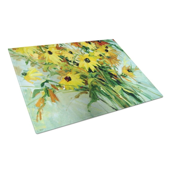 Caroline's Treasures Wildflower Bouquet Flowers Glass Cutting Board Large